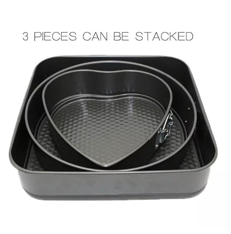 Set Of 3 Carbon Non Stick Pan, Round And Heart Cake Pan Set, Steel Nonstick Leakproof Cheesecake Pans, Mini Cake Molds Set Of 3 Carbon Non Stick Pan, Round And Heart Cake Pan Set, Steel Nonstick Leakproof Cheesecake Pans, Mini Cake Molds
